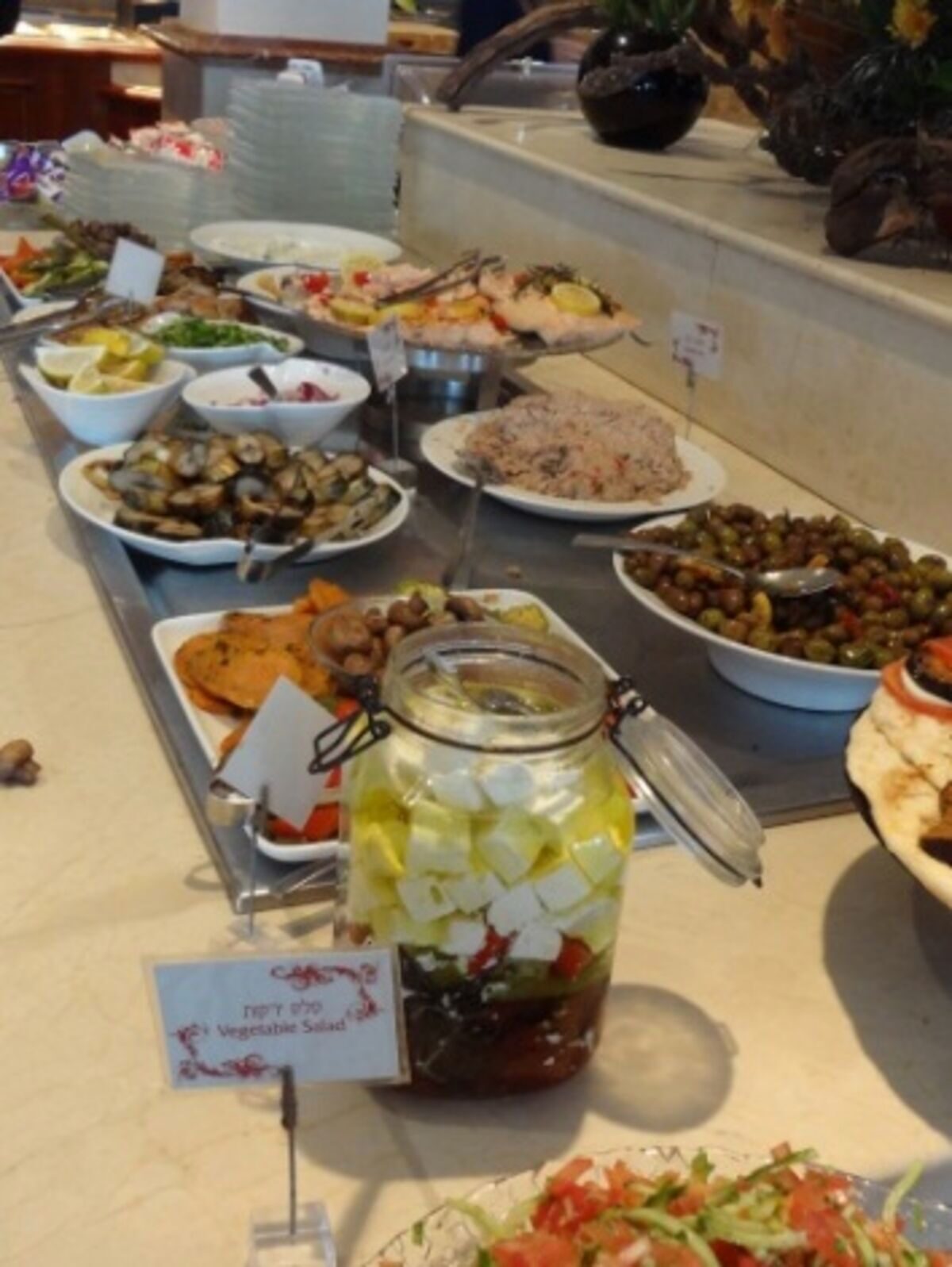 Traditional Israeli breakfast spread